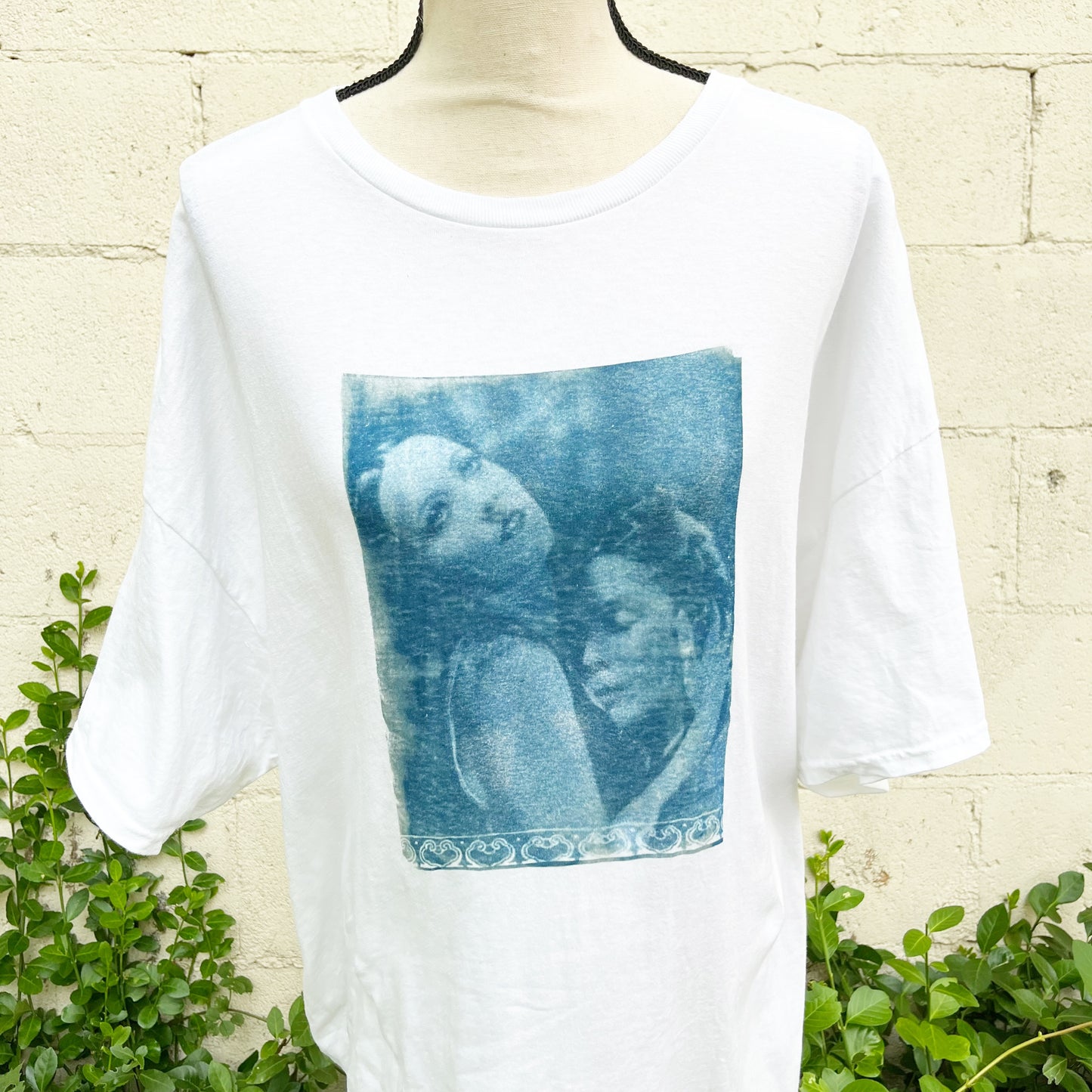 Cyanotype Sunprint Retro 1920's Flapper Love Blueprint Tee XXL
