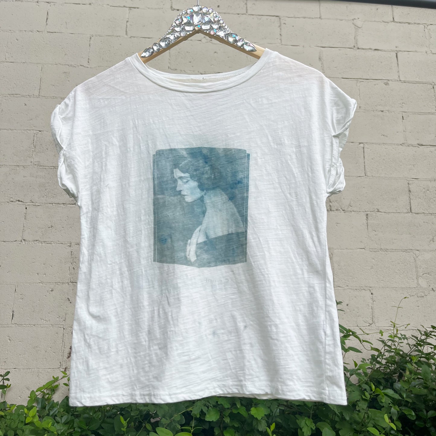 Cyanotype Sunprint Retro 1920's Flapper Blueprint Tee Small