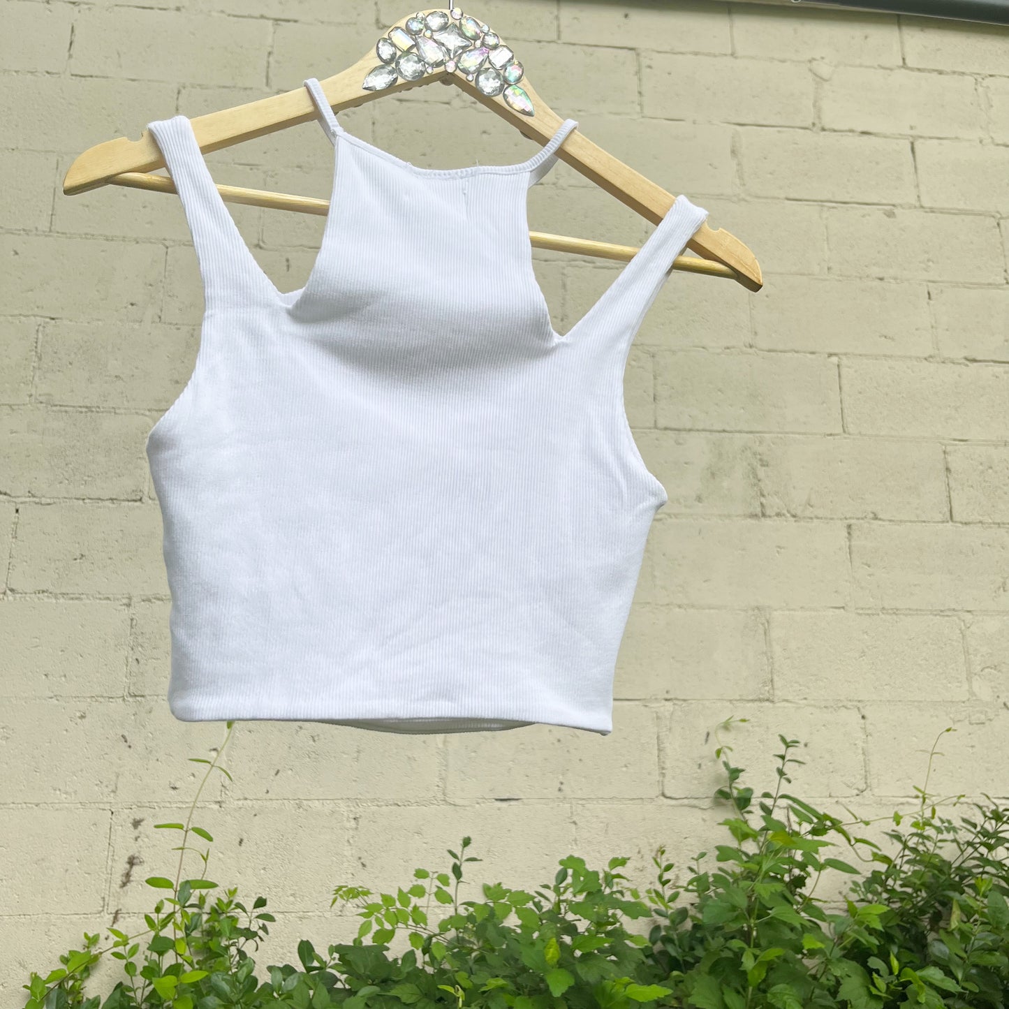 Retro 1950's Pin-Up Print Upcycled White Tank Small