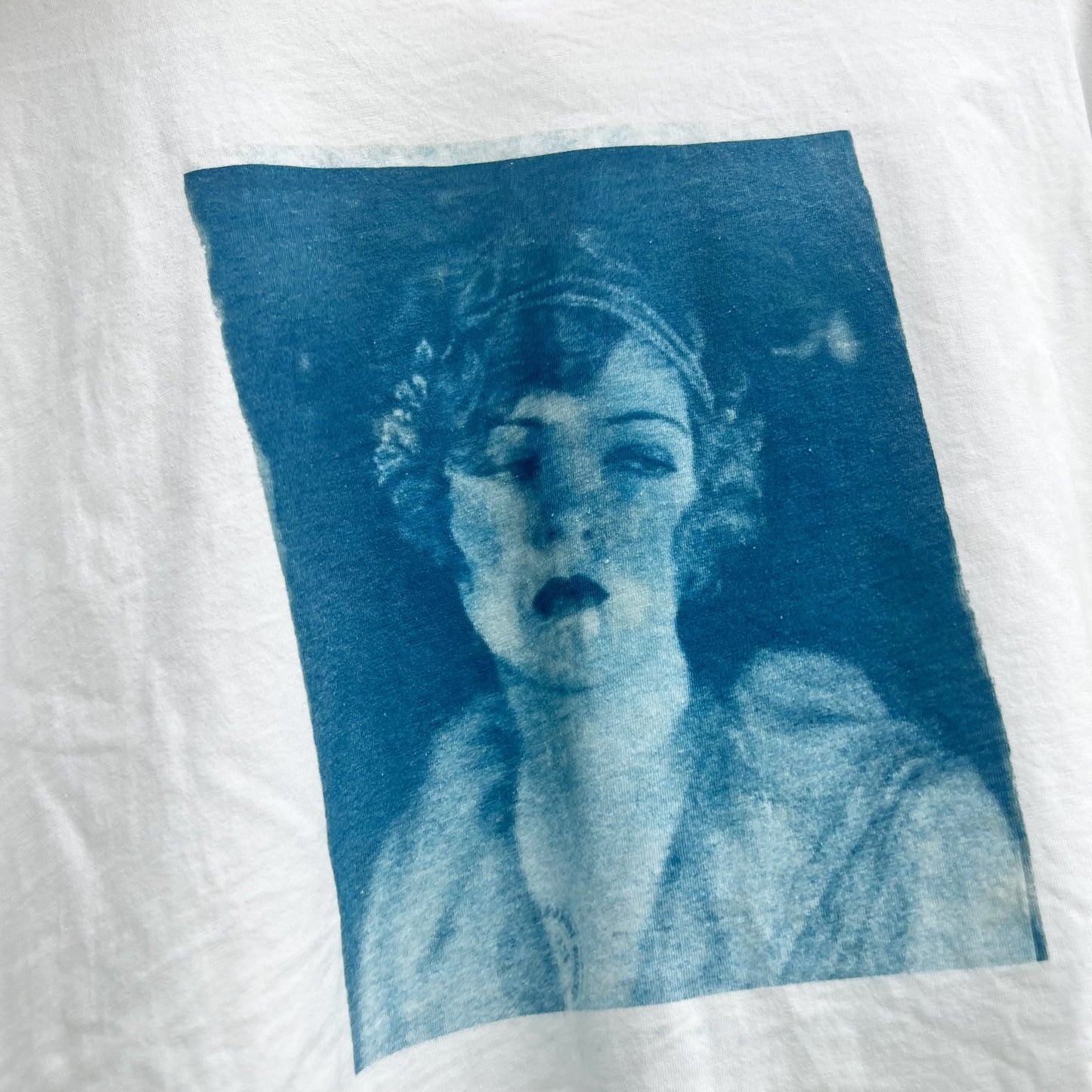 Cyanotype Sunprint Retro 1920's Flapper Blueprint Tee Medium