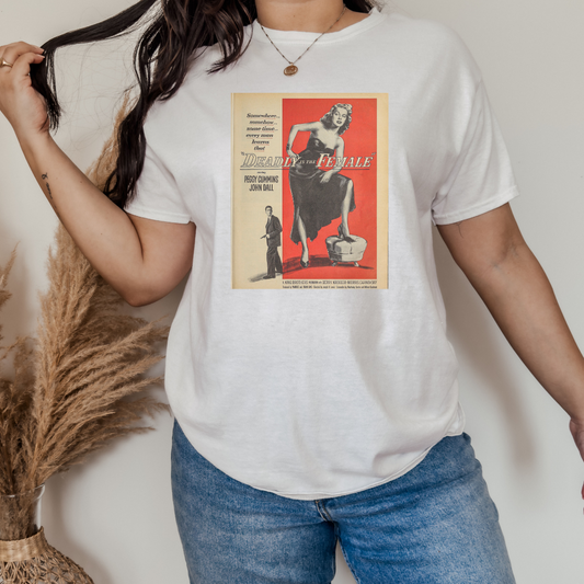 "Deadly is the Female" Movie Poster Retro Vintage White T-shirt Tee