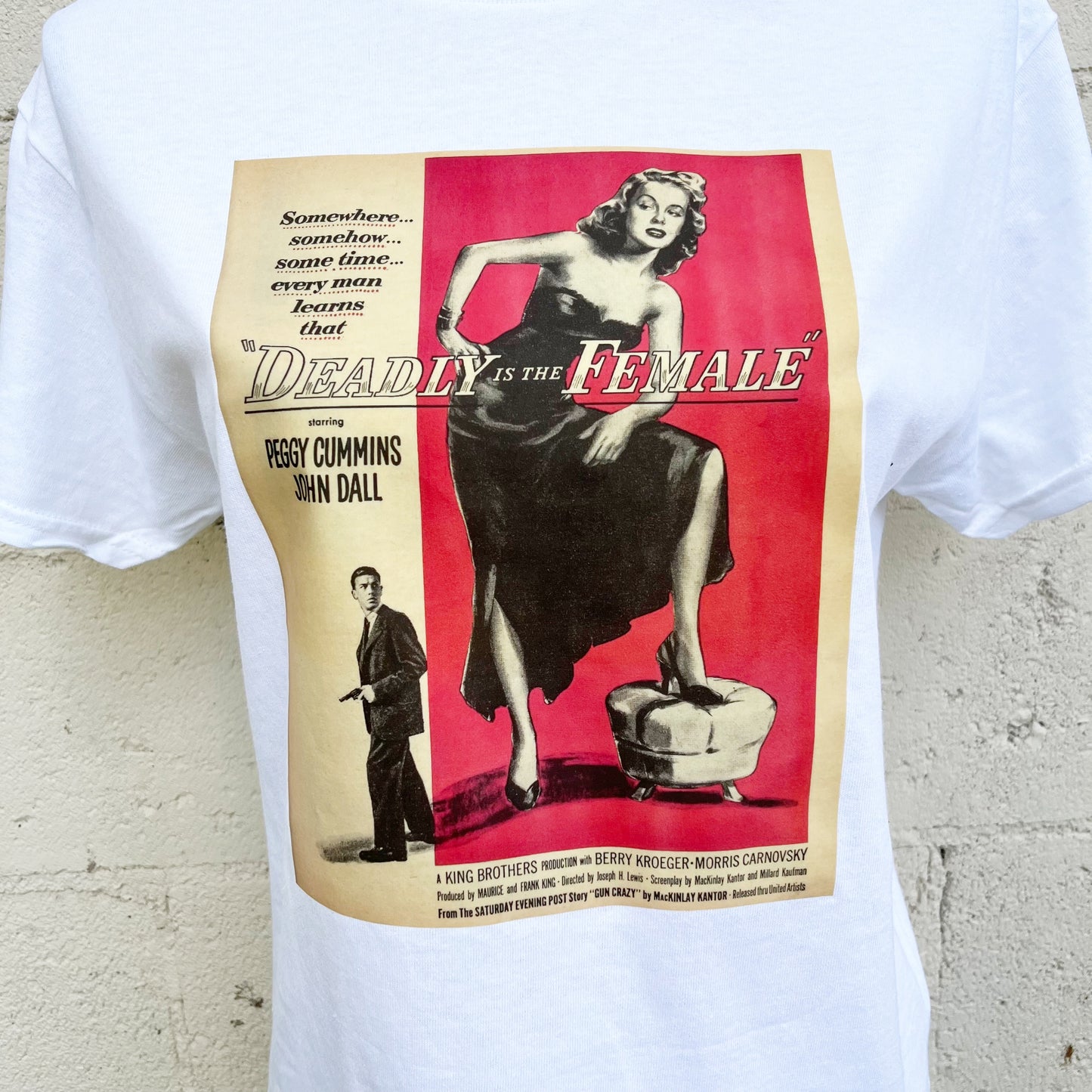 "Deadly is the Female" Movie Poster Retro Vintage White T-shirt Tee